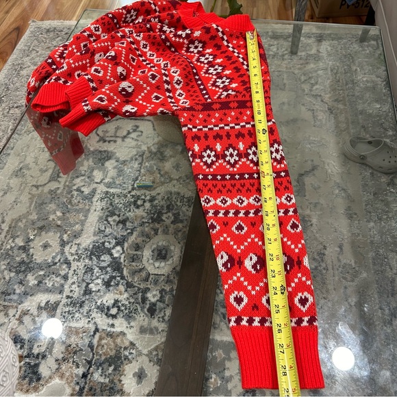 NWOT BP Cropped Sweater Crew Neck Pullover Red Yin Yang Hearts Fair Isle - Picture 9 of 9